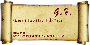 Gavrilovits Héra névjegykártya